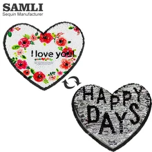 

LOVE HEART-01 Reversible Change Color Sequins Changing Patterns Paste Apparel Fabrics Textiles Sequin Fabrics PET Sequins