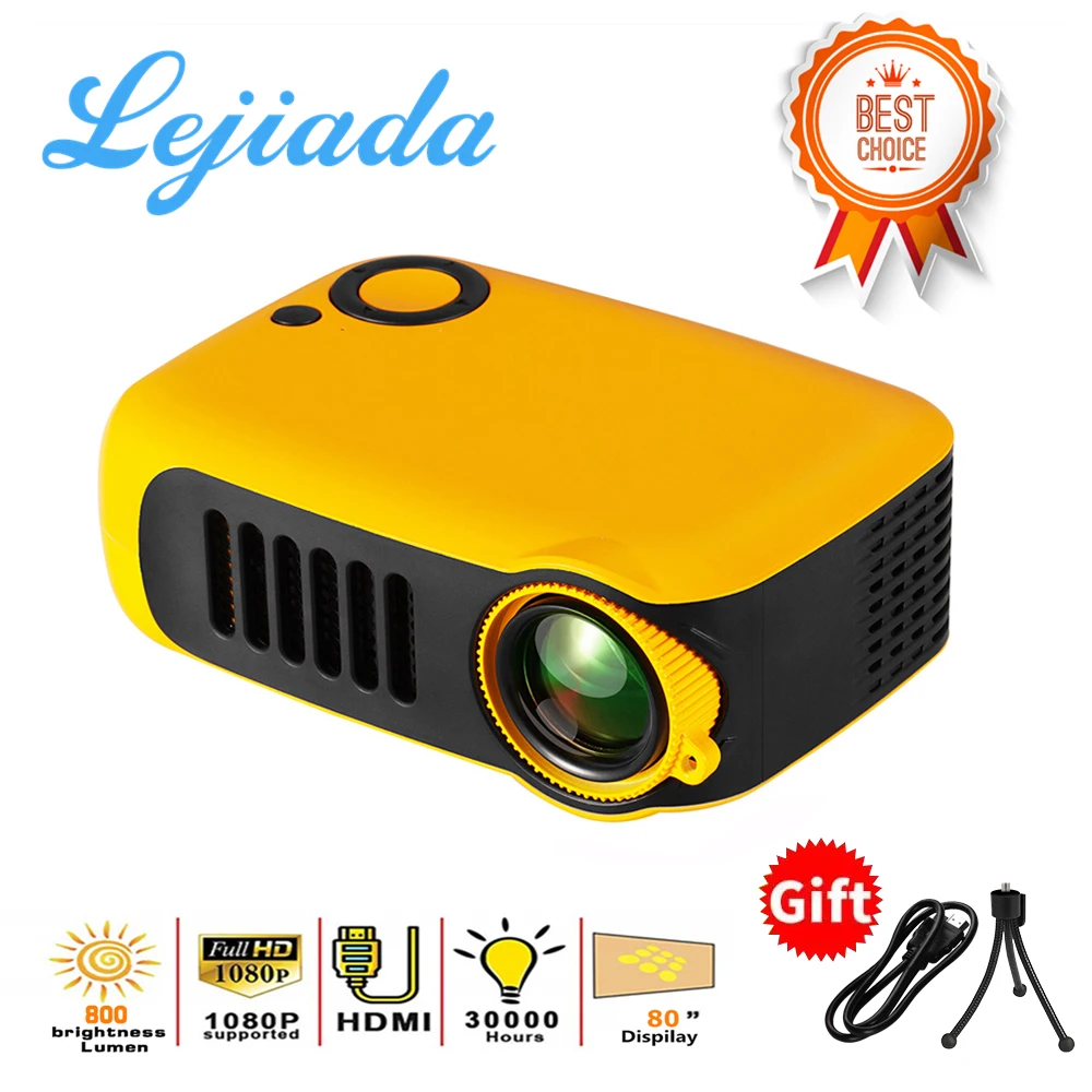 LEJIADA New A2000 Mini Projector 320x240 Pixels 800 Lumens Portable LED Home Multimedia Video Player Built-in Speaker