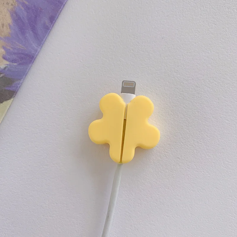 Милое Защитное приспособление в виде цветка Чехол для мобильного телефона USB кабель для зарядки линии передачи данных защита от трещин мультфильм портативный чехол