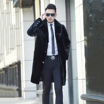 

2019 New imported velvet imitation mink coat men's jacket fashion mink fur coat medium long men's jacket high quality YH680