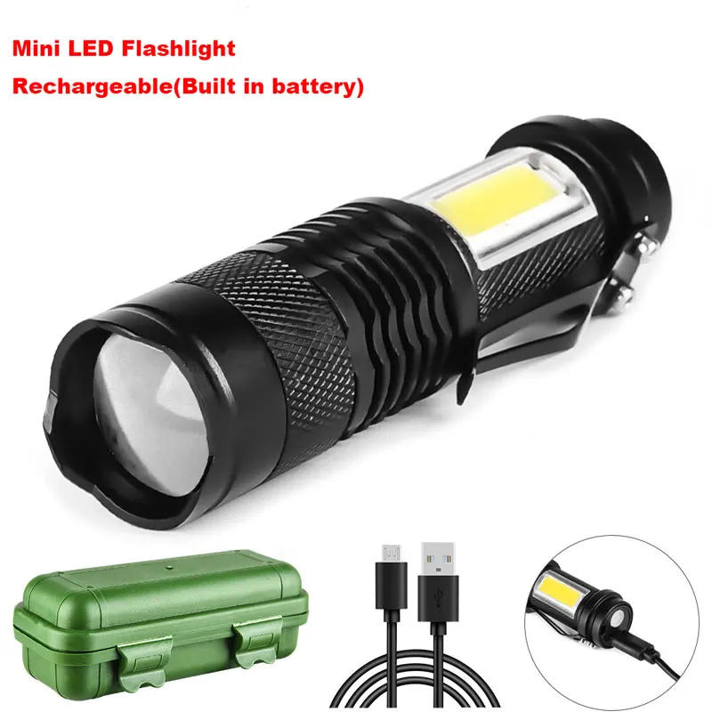 

LED Flashlights Rechargeable Ultra Bright 4 Modes Zoom Mini Handheld Torch Waterproof Lamp 2000Lumen Adjustable Focus Flashlight
