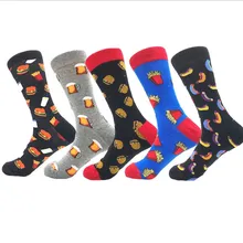 5 пар, женские носки, забавные, милые, Мультяшные, фрукты, банан, гамбургер, фри, еда, счастливый японский Harajuku, носки для скейтборда, meias