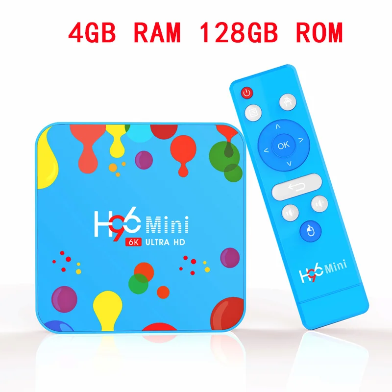 H96 Мини Android 9,0 Смарт ТВ приставка Allwinner H6 4G 128G 6K H.265 2,4G& 5GHz двойной Wifi Google плеер Youtube Netflix медиаплеер - Цвет: 4G 128G TV BOX