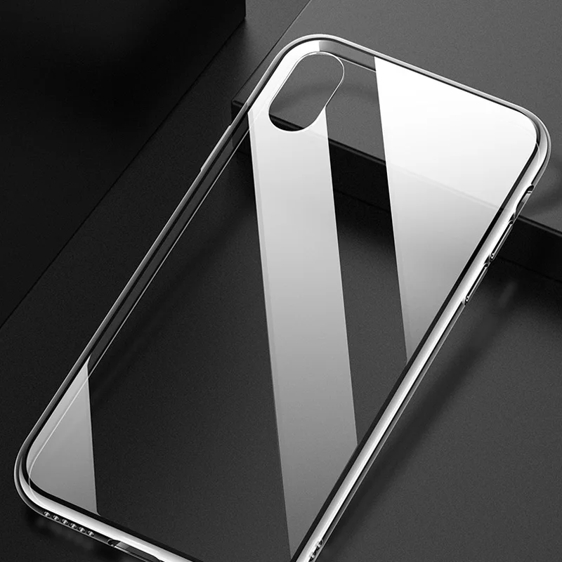 Высококачественный прозрачный чехол из закаленного стекла для iphone X XR XS MAX TPU Frame glass Back Cover Case для iphone 7 8 Plus