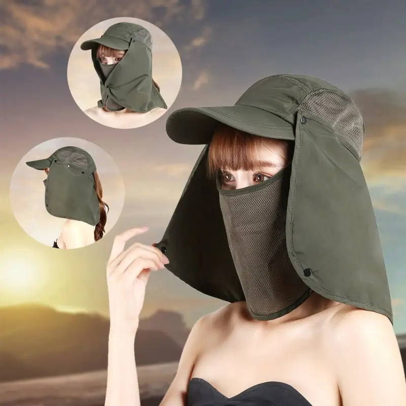 360°Outdoor UV Protection Ear Flap Neck Cover Sun Hat Cap Fishing Hunting Hiking