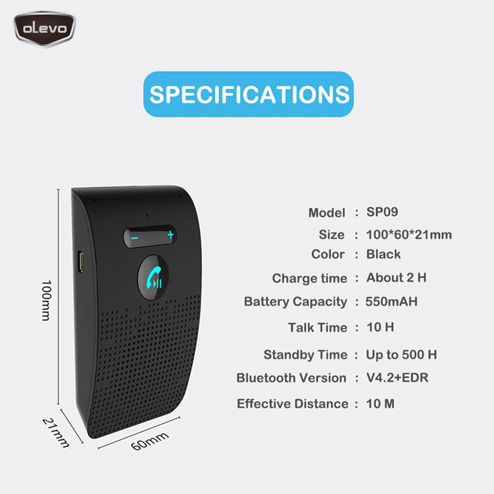 Беспроводной автомобильный динамик V4.2 комплект громкой связи Bluetooth Aux MP3