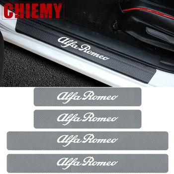

4pcs/lot car stickers carbon fiber Anti-scratch friction Door Threshold sticker for Alfa Romeo 2015-2019 Giulia / 2014-2016 Giul
