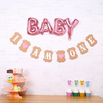 

Party Decor Girls&Boys Baby Shower I Am One/Two/Three It`s A Girl/Boy Gender Reveal Kraft Paper Banner First Birthday Boy Party