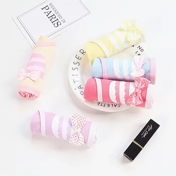 

Gift Box Hot Selling Cute Bow Women's 100% Cotton Briefs Fake Pocket Low-Rise Briefs H009