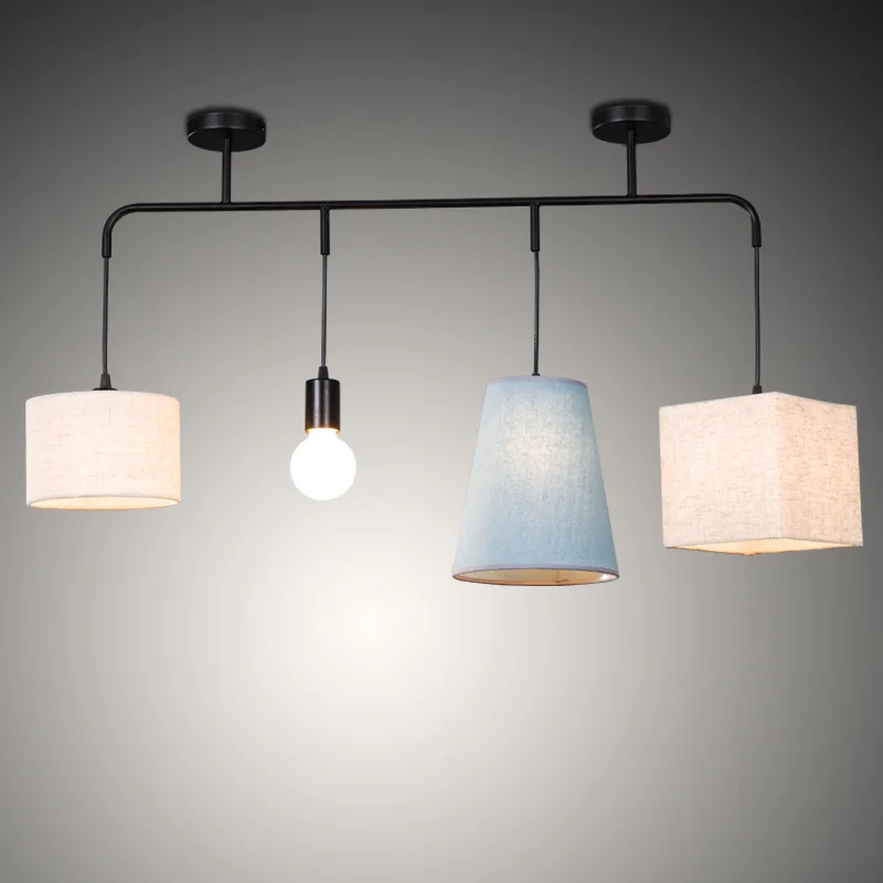 

four end restaurant fabric lampshade chandelier dining table bar window simple led three end living room Chandelier