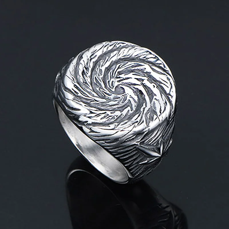 Anello con motivo a spirale unico per uomo e donna Anello da motociclista punk semplice in acciaio inossidabile Anello unisex di nuova moda Miglior regalo per la festa