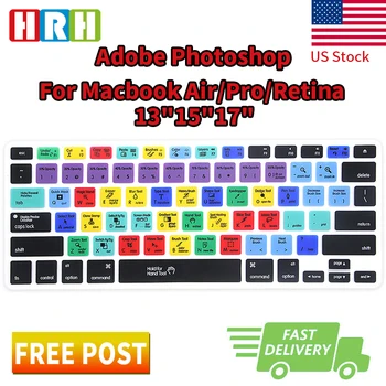 

HRH Photoshop PS Functional Shortcuts Hotkeys US Silicone Keyboard Cover Skin Protector For Macbook Air Pro Retina13"15"17