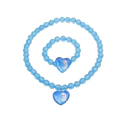 Frozen Elsa Anna Princess Beads Children's Necklace Bracelet Girls Birthday Party Gifts Pack Up Decorative Princess Dress Up S