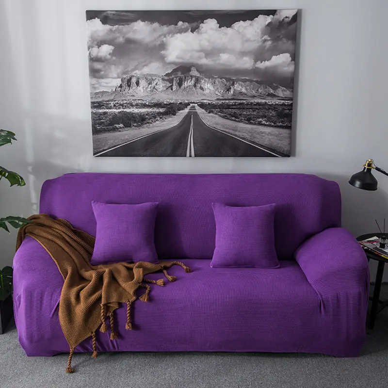 Purple 1/2/3/4 местный универсальный из однотонного плюша; Сезон Зима; диванных чехлов эластичный чехол для дивана для гостиной диван мебель протектор чехлов - Цвет: Purple