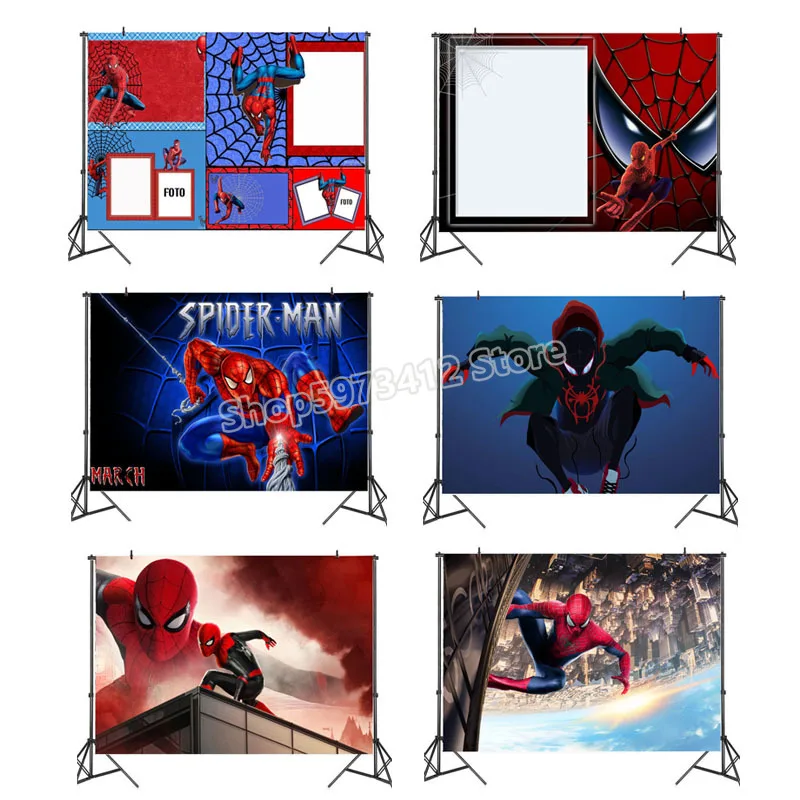 Marvel Party Backdrop Spiderman Decoration Supplies Boys Baby Shower Birthday Backgrounds Christmas Backdrops Photography | Игрушки и