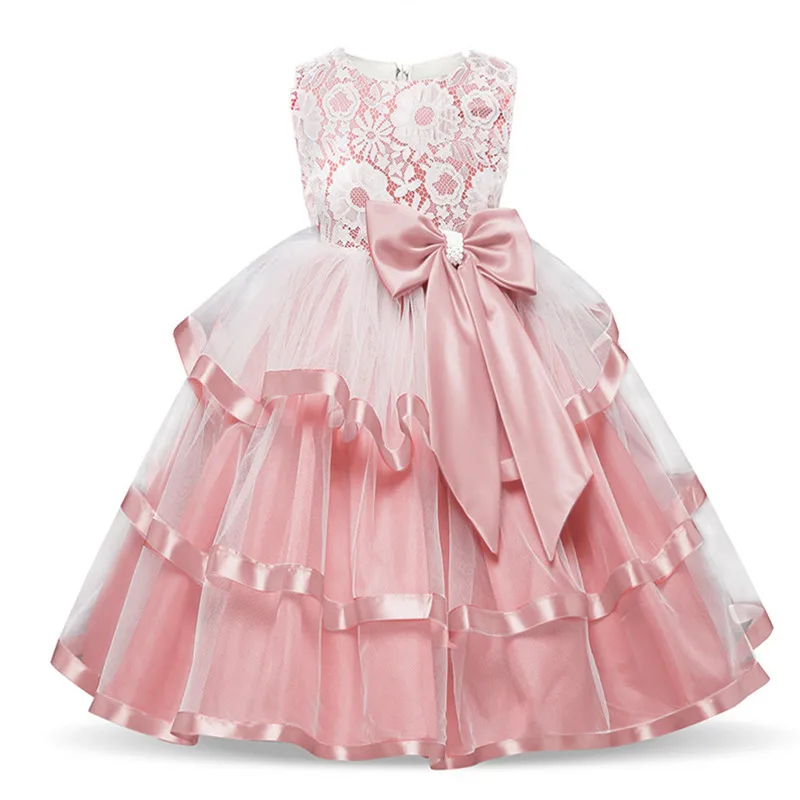 Hf564ea28ca9b46878f130642e7c372d0M Girls Princess Kids Dresses for Girls Tutu Lace Flower Embroidered Ball Gown Baby Girls Clothes Children Wedding Party Dress