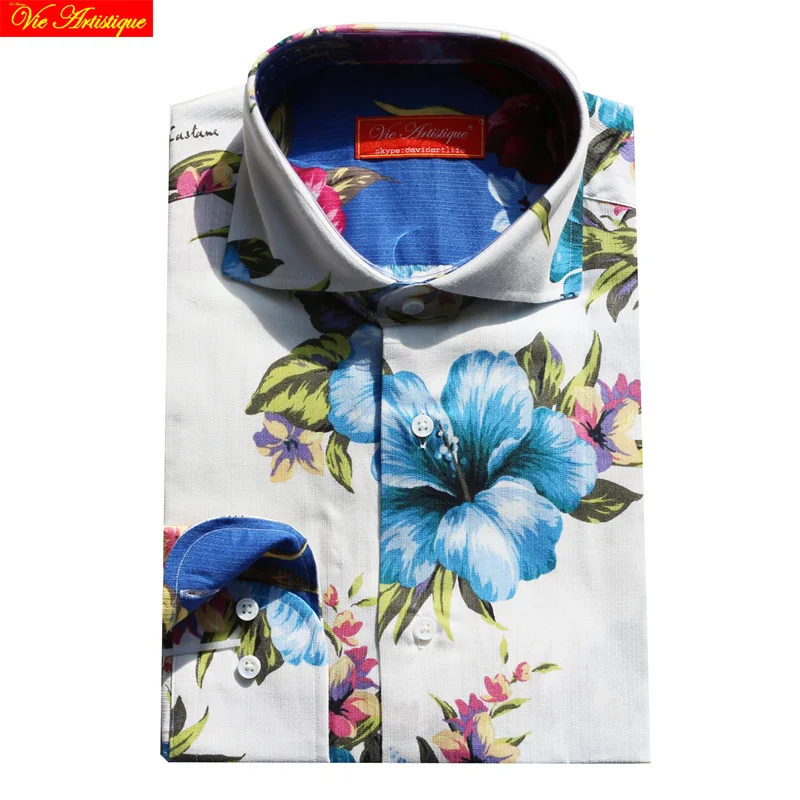 На заказ, мужские рубашки на заказ, деловые, официальные, свадебные, ware на заказ, блузка, хлопок, с цветочным принтом, большой цветок