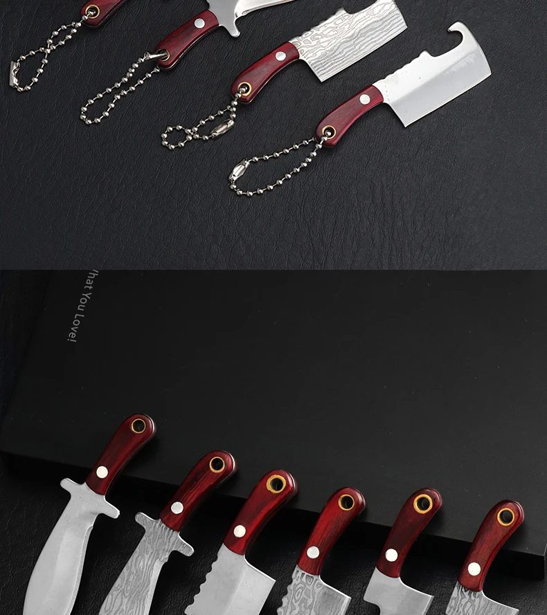 Mini kitchen Knife Unboxing Portable Small Blade Wine Bottle Opening Paper Cutting EDC Keychain Hanging Multi Survival Tools