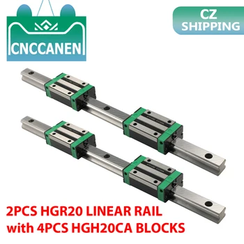 

2PCS HGR20 HGH20 20mm Square Linear Guide Rail + 4PCS Slide Block Carriages HGH20CA for CNC Router Engraving CNC Parts CZ SHIP