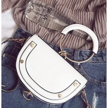 Женские сумки с металлической ручкой, модная сумка, полукруглый роскошный клатч, кошелек, дизайнерская женская сумка через плечо, кожаные сумки на плечо