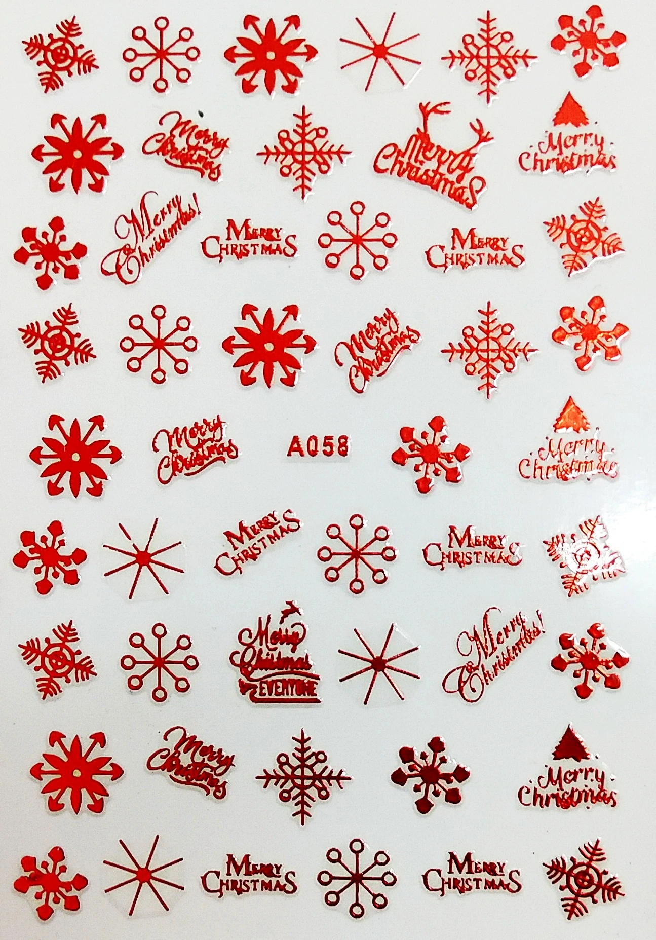 Веселый Рождественский стикер для дизайна ногтей s украшение 3D наклейки для ногтей для маникюра дизайн луна снег красный стикер для дизайна ногтей задний клей - Цвет: A058 RED