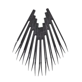 

Promotion! Industries Round Tip Straight Plastic Anti-static Tweezers Black 10Pcs