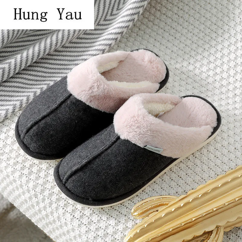 XL-915 Black Зимние мужские тапочки; теплые домашние шлепанцы; Новинка; модные однотонные мужские шлепанцы на платформе; нескользящие удобные домашние тапочки на плоской подошве - Цвет: XL-915 Black