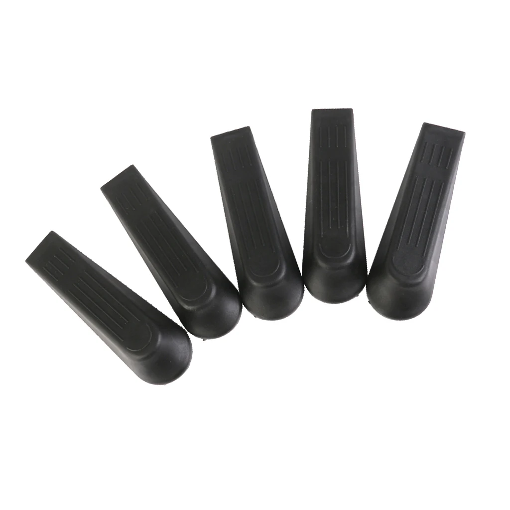 5pcs Black Plastic Door Stop Stoppers Block Wedges Prevent Safety Doorstops