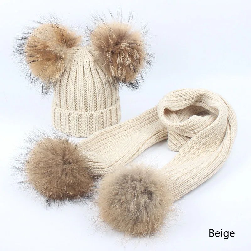 B beige YEABIU/ милый детский набор из шапки и шарфа, зимняя теплая шапка, шарф, костюм для девочек и мальчиков, вязаные хлопковые детские шапки, шапки, детский головной убор - Цвет: B beige
