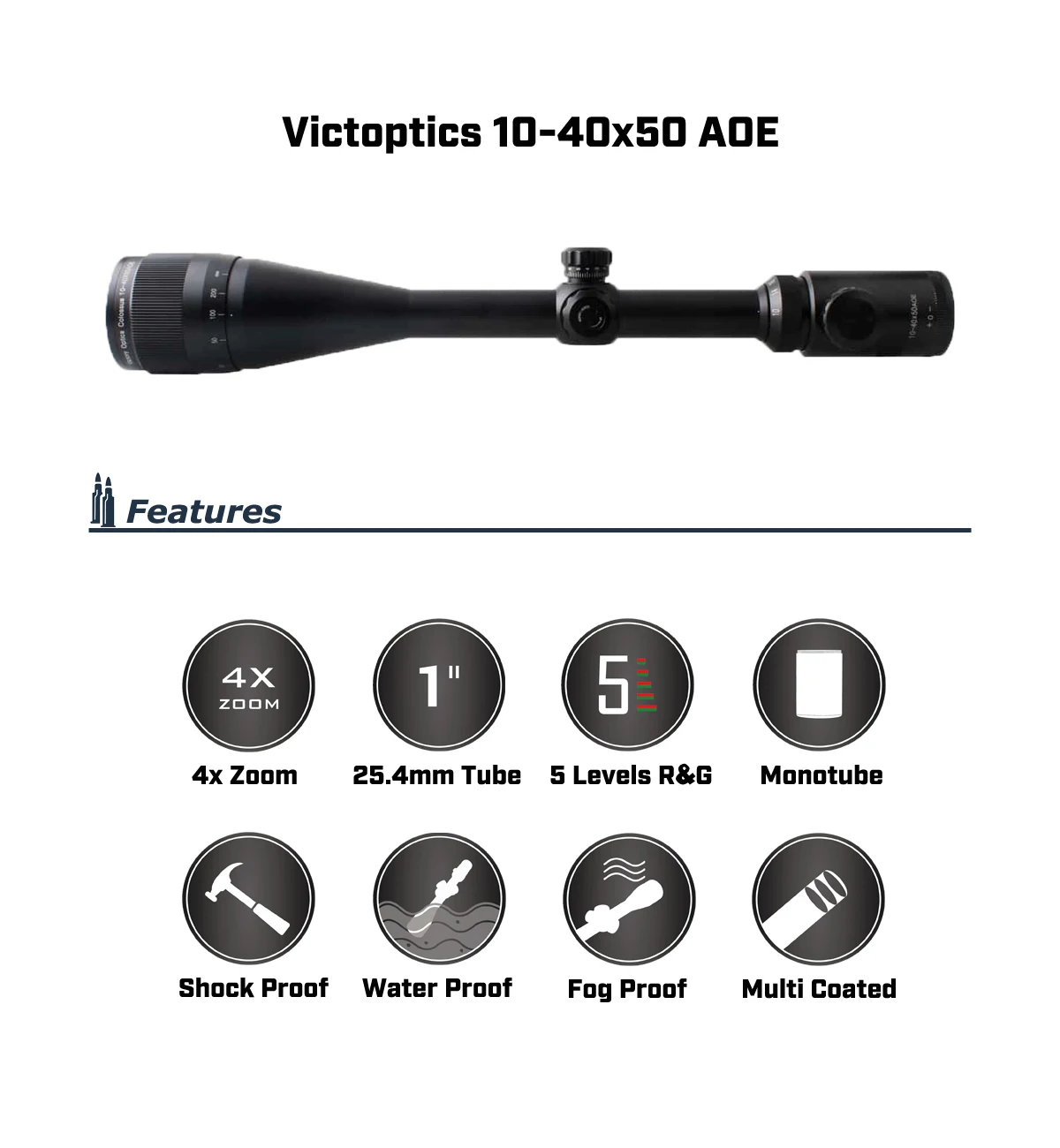 Victoptics 10-40x50 AOE 1/8 MOA 25,4 мм одна дюймовая трубка мин Фокус 10 ярдов предназначен для настоящего пожарного калибра. 223 дешевые высокого качества
