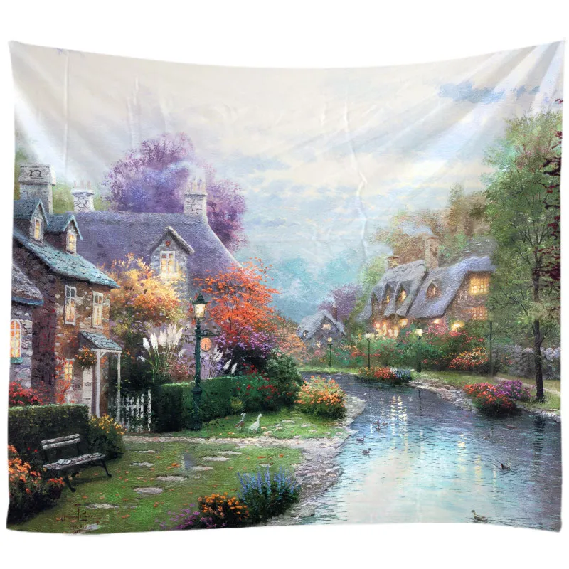 

Natural Landscape Painting Tapestry Wall Hanging Cloth Bed Spread Beach Towel Table Cloth Yoga Mat House Living Room Decoration