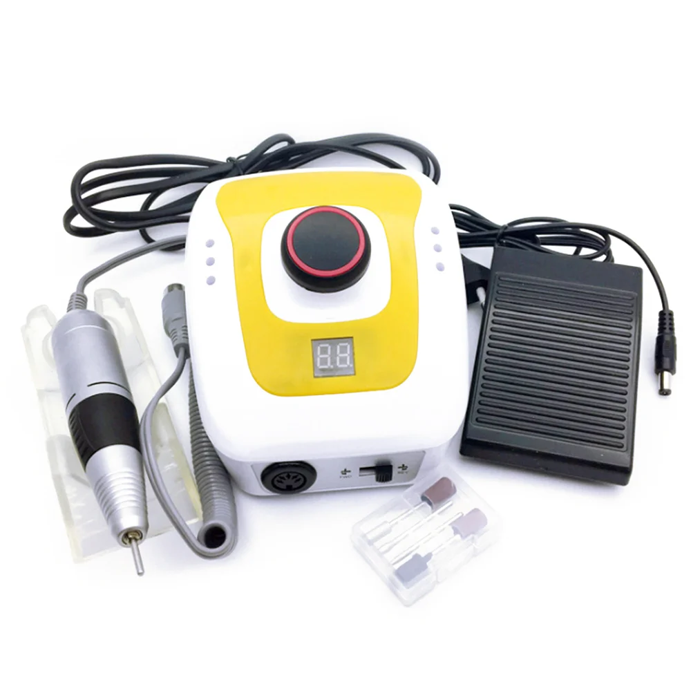 Electric Nail Drill Manicure Machine Pedicure Equipment Nail Art Manicure Tools Drill Sanding File Polish Equipment Mill Cutter - Цвет: Yellow