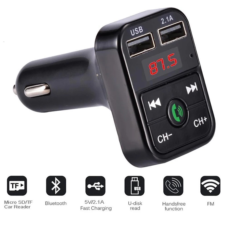 Автомобильный беспроводной Bluetooth fm-передатчик, Автомобильный MP3-плеер, автомобильный комплект, ЖК-дисплей, mp3-плеер, USB зарядное устройство, свободные руки, вызов