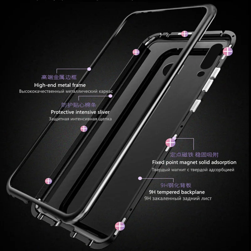 Магнитный адсорбционный чехол для телефона для OnePlus 7 Pro One Plus 6T закаленное стекло задняя крышка для Oneplus 6 5T Роскошный металлический Прозрачный чехол