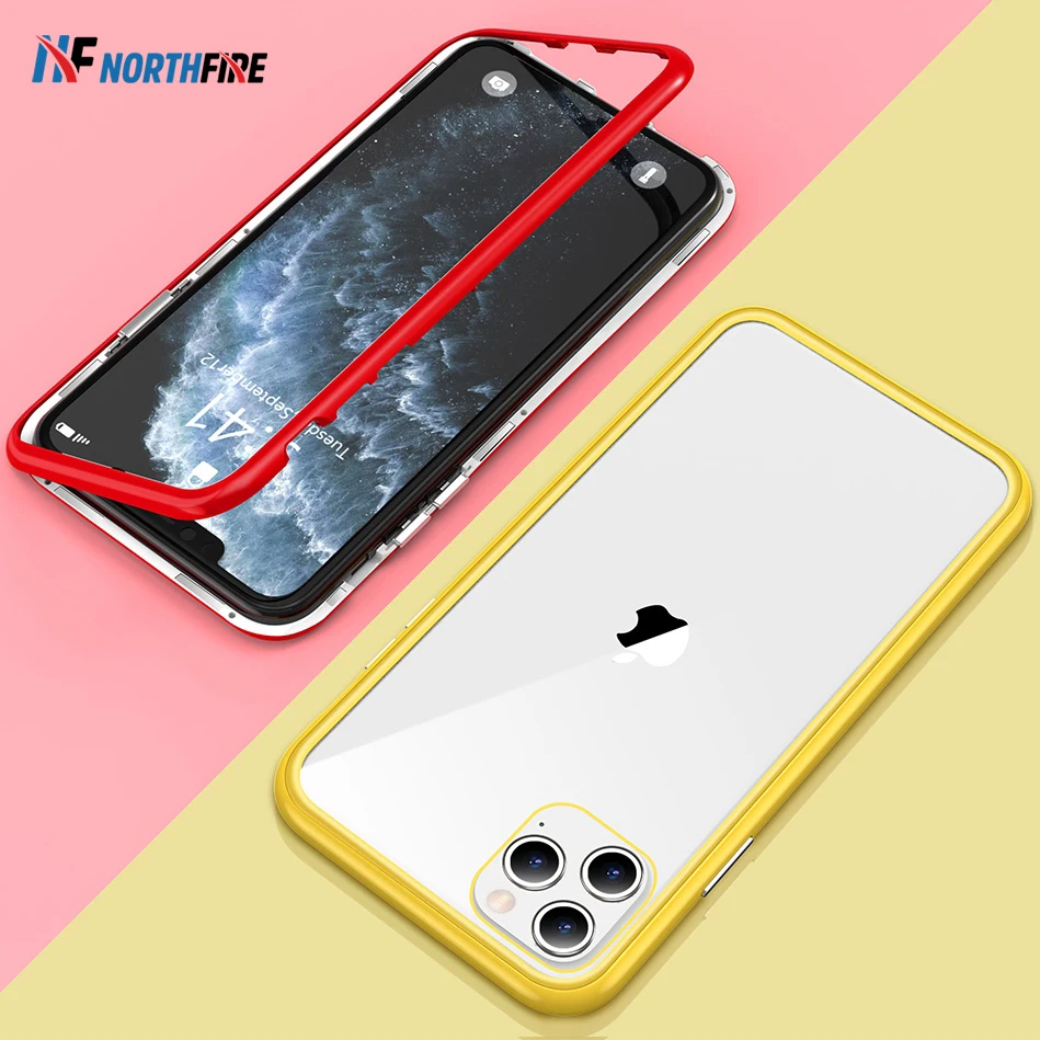 Strong Magnetic Adsorption Case For iPhone 11 Pro Max/11 XR X XS Max 7/8 Plus Glass Phone Bag Pouch Metal Back Cover Coque |