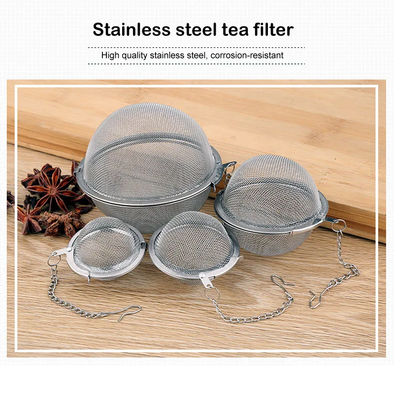 

Tea Tennis Spice Seasoning Bag Soup Herbal Sieve Filter Stainless Steel Kitchen Mesh Ball Effective Filter Supplies Accessories