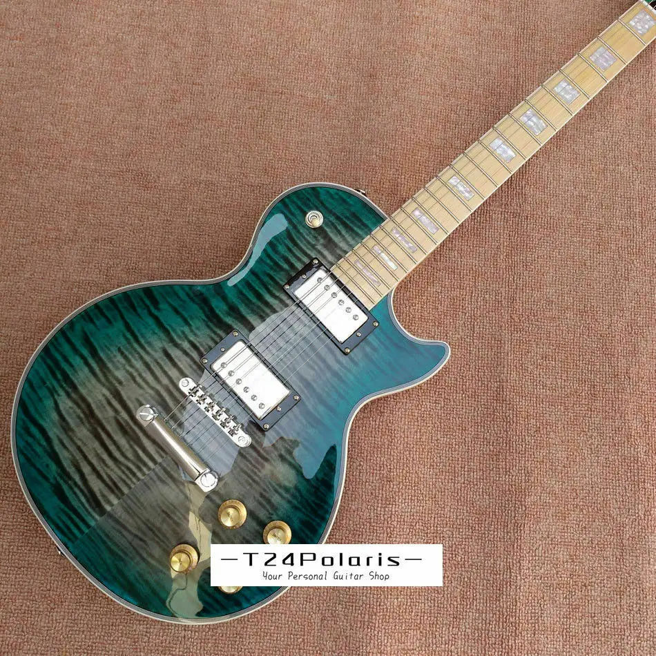 Высокое качество LP Custom Shop Ocean Blue Burst Electric гитара с кленовым грифом | Спорт и