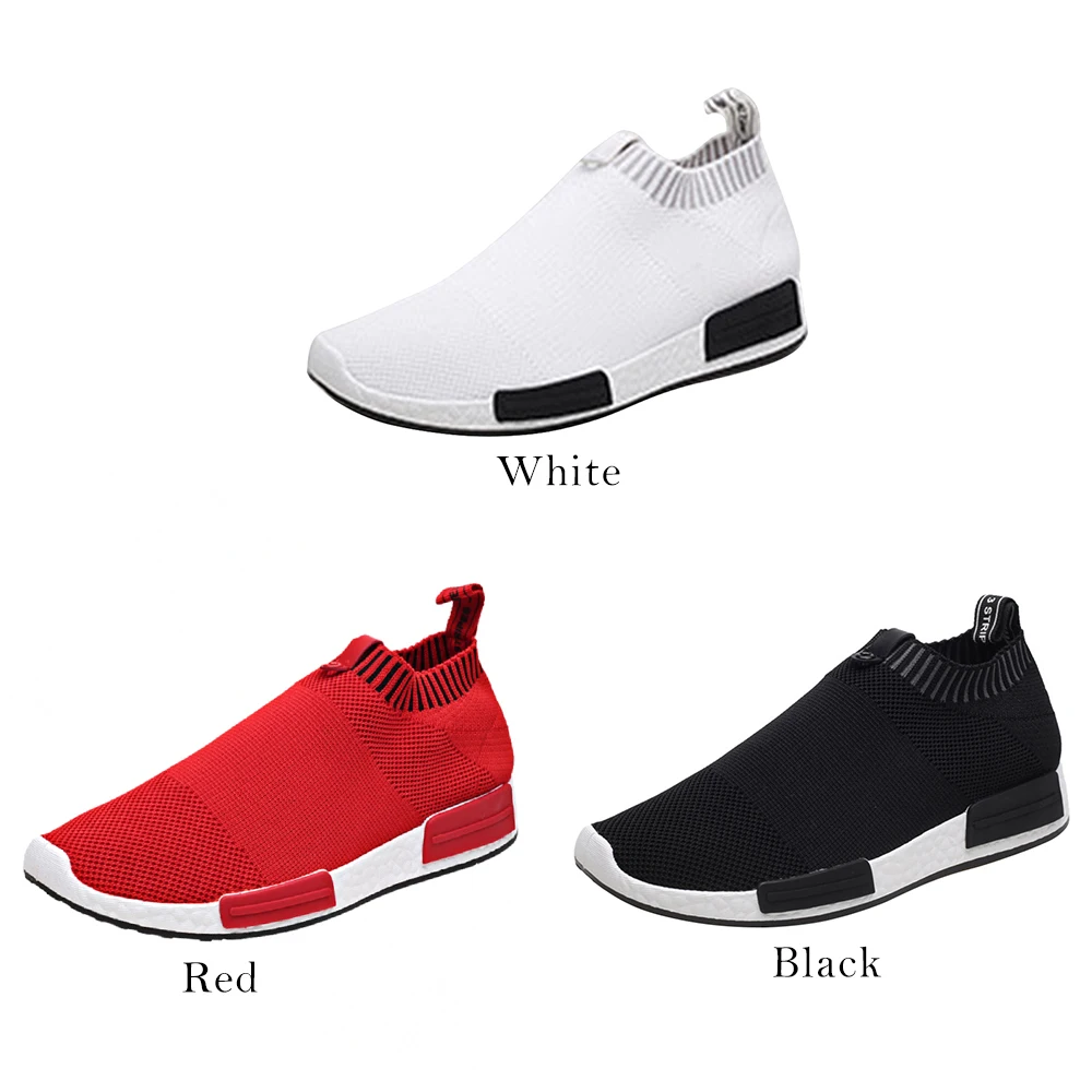 SHUJIN Male Sneakers Lace Up Vulcanize Sneakers Shoes Men Socks Stretch Fabric Breathable Light Mesh Shallow Flats Casual Shoes