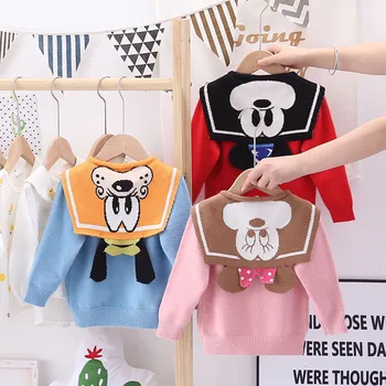 

New Arrivals Disney Autumn/Winter Baby Boys Girls Sweater Cartoon Mickey Goofy Donald Knit Cardigan Jacket For Kids