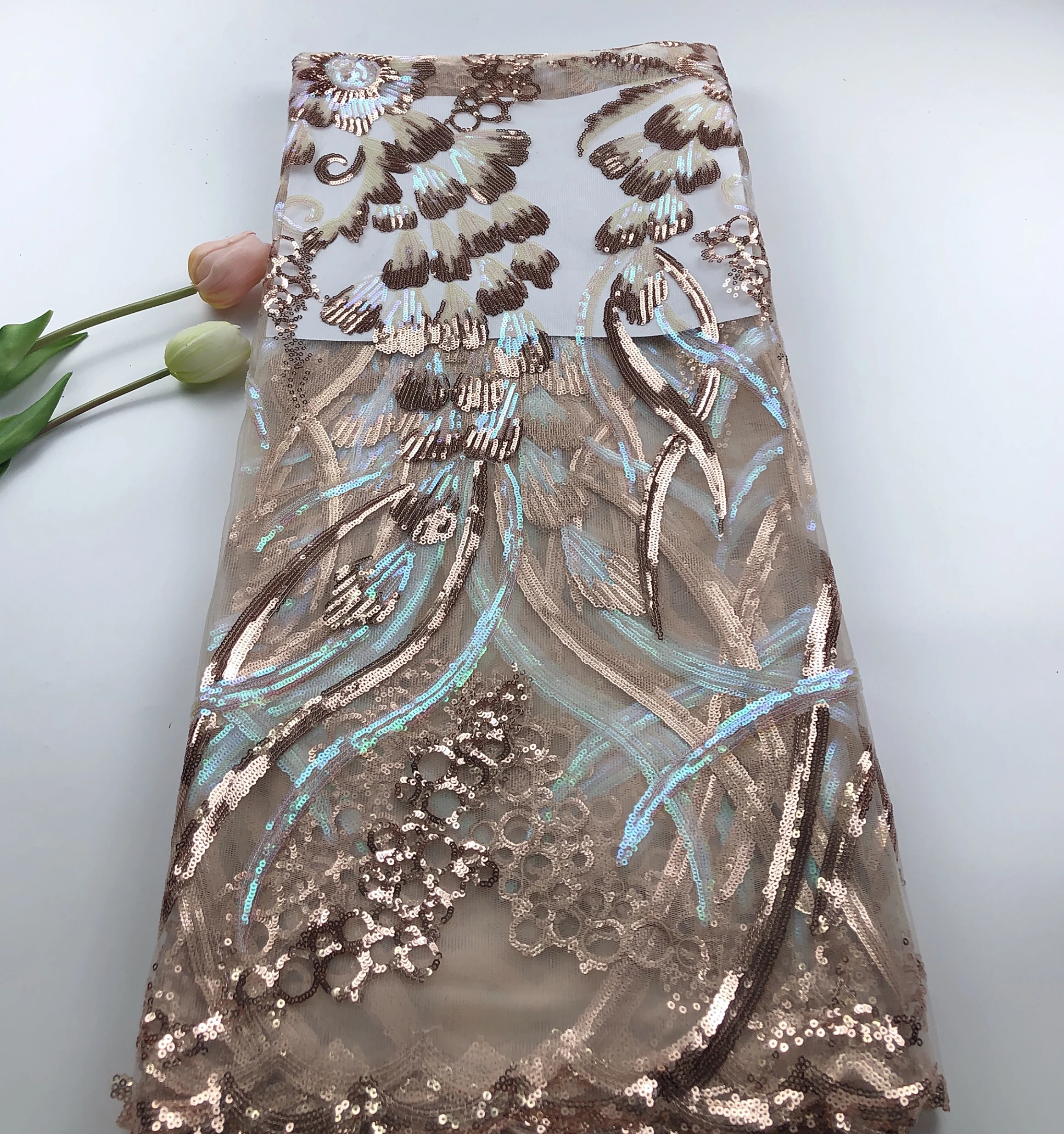 African french lace fabric with sequins gold african 2019 high quality 5yards nigerian fabrics for dress HS212 | Дом и сад