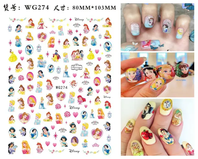 WG266-296 Summer Princess Ultra-thin Adhesive Nail Stickers Children's Girls Christmas Gifts 2021 New 3D Fashion Manicure Decals WG 274