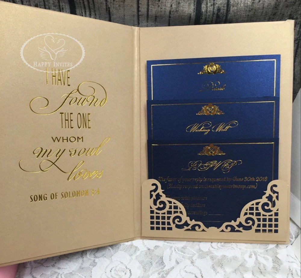 HI3038 - 26 Custom Hardcover Wedding Card With Nice Laser Cut Design Made in China More Colors Optional