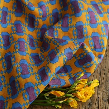 

Natural pure ramie fabric Retro pattern tissu High grade Gown Dress sewing