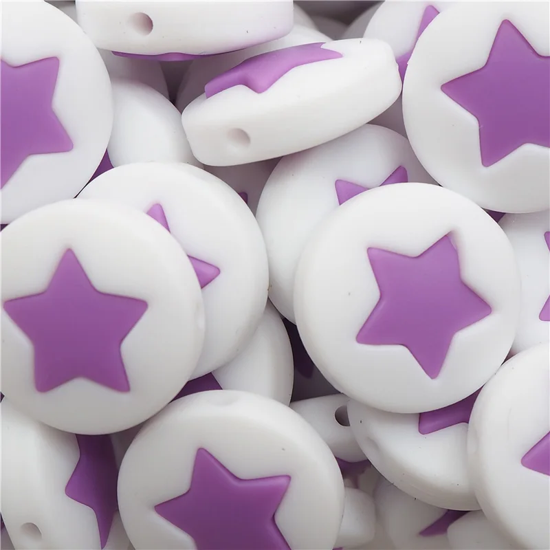 Purple Chenkai 10 шт., силиконовые бусины для прорезывания зубов, круглые бусины в форме звездочки, прорезыватели для зубов, пищевая форма для самостоятельного изготовления, ожерелье для кормления младенцев, подарок, аксессуары - Цвет: Purple