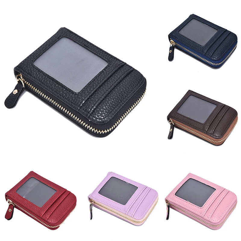 1Pc Unisex Lady Men Wallet Credit Card Case Holder Leather Blocking Zip Pocket