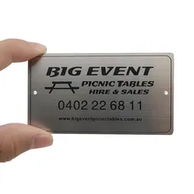 Заказная пустая нержавеющая сталь натуральный цвет матовая поверхность металлическая визитная карточка