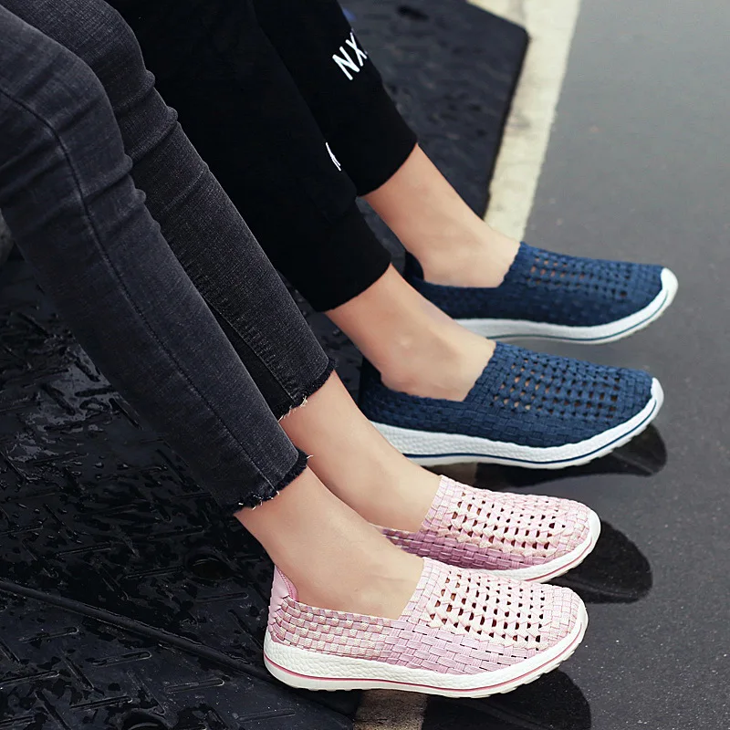 

Versatile New Style COUPLE'S Ultra-Light Hollow out Entirely Handmade Woven Shoes Large Size WOMEN'S Flat Shoes Casual Fashion M