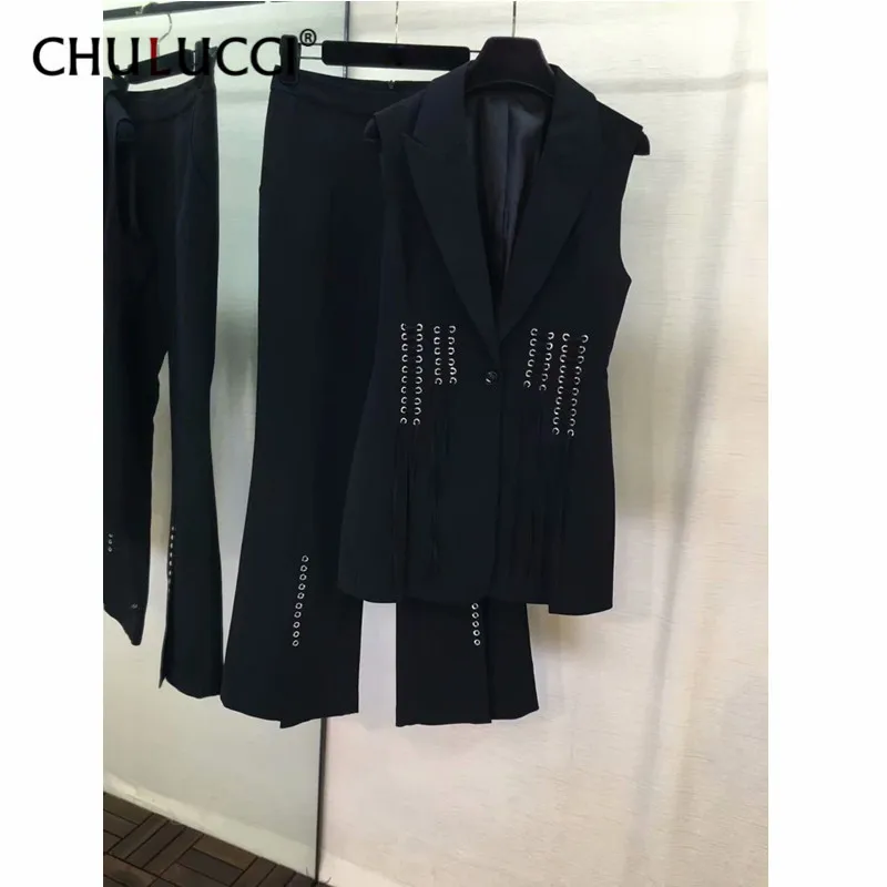 

8.17 Novelty Autumn Formal Women Business Suits With Lace Up Vest and Pants OL Styles Waistcoat Pantsuits Blazers Trousers Sets