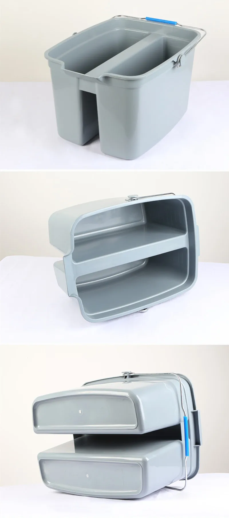 Aixiangru-Large Capacity Clean the Barrel, PP Injection Molding, Stainless Steel Handle, Double Bucket Cleaning Tools, 2 Grid