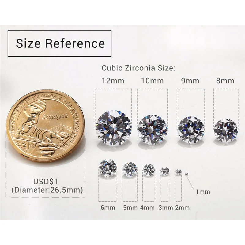 1.0~10.0mm AAAAA Various Color Loose Cubic Zirconia Stone Round Brilliant Cut CZ Stone Synthetic Gems For Jewelry Free Shipping